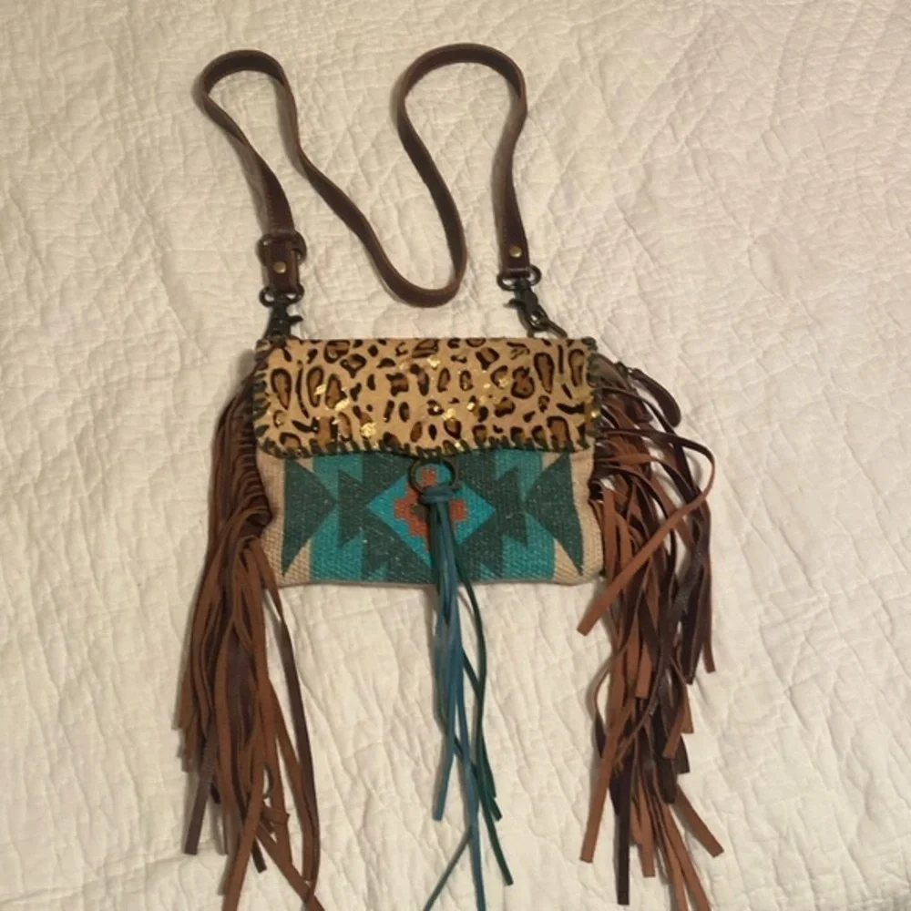 Myra Bag Drizzle Crossbody Bag Fringe Southwest Aztec Cowgirl Boho Handbag Purse